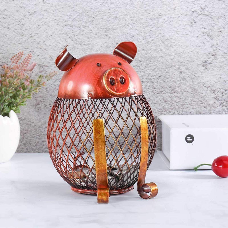 TOOARTS Vintage Piggy Bank Money Bank, Metal Coin Holder Coin Money Cash Saving Box for Decoration - Image 4